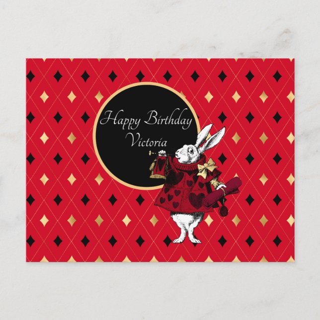 White Rabbit in Red Birthday  Postcard (Front)