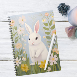 White Rabbit in Spring Flowers Notebook
