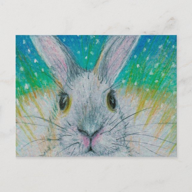 White Rabbit in the snow! Postcard (Front)