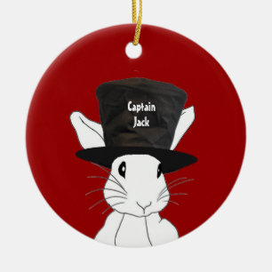 White Rabbit  in Top Hat Ornament