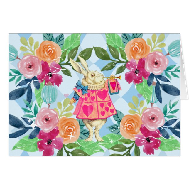 White Rabbit in Wonderland blue argyle   (Front Horizontal)