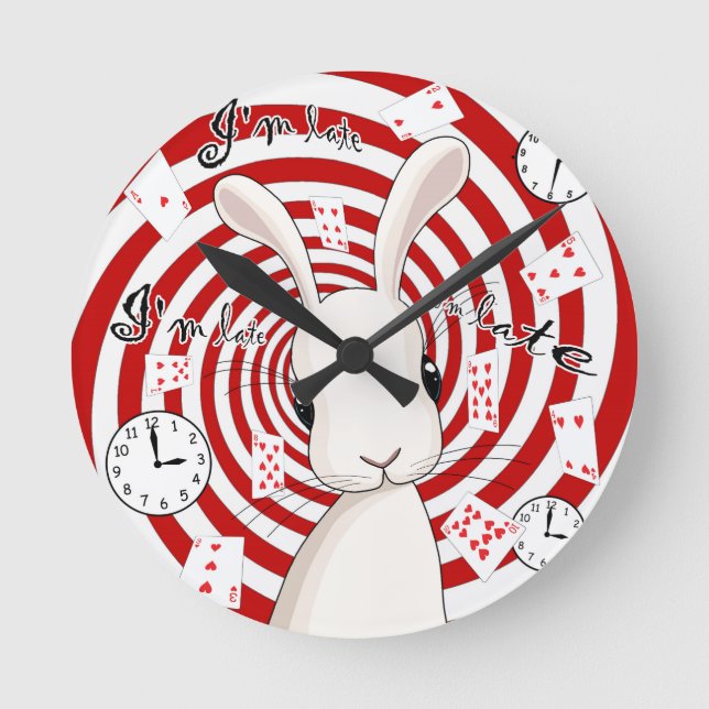 White rabbit in Wonderland Round Clock (Front)