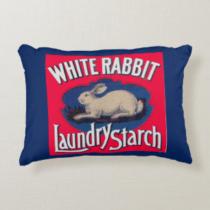 White Rabbit Laundry Starch crate label Decorative Cushion