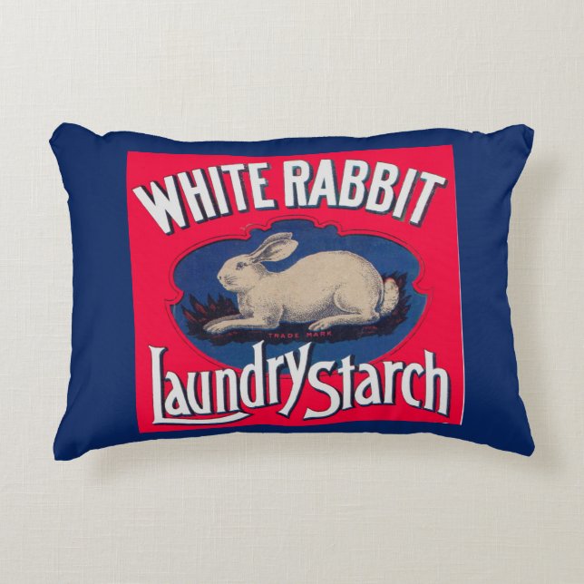White Rabbit Laundry Starch crate label Decorative Cushion (Front)