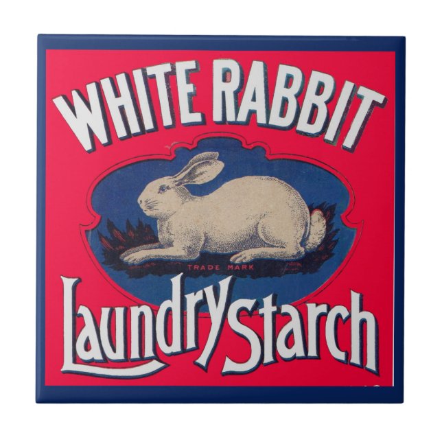 White Rabbit Laundry Starch crate label Tile (Front)