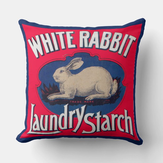 White Rabbit Laundry Starch label Cushion (Front)