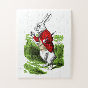 White Rabbit looking at watch. Illustration Jigsaw Puzzle