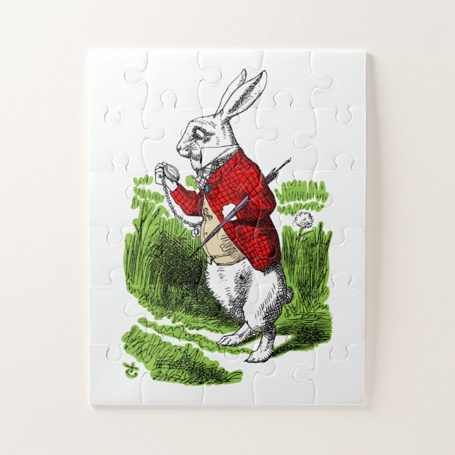 White Rabbit looking at watch. Illustration Jigsaw Puzzle (Vertical)