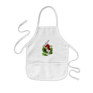 White Rabbit looking at watch. Illustration Kids Apron