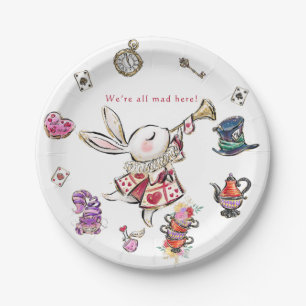 White Rabbit Mad Hatter Tea Party Birthday  Paper Plate
