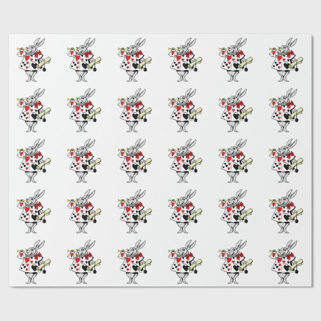 WHITE RABBIT MOTIF FROM ALICE IN WONDERLAND WRAPPING PAPER (Flat)