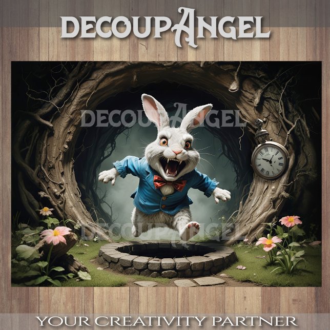 White Rabbit of Alice's Wonderland #1 Decoupage Tissue Paper (Creator Uploaded)