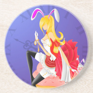 White Rabbit on cupcake Coaster