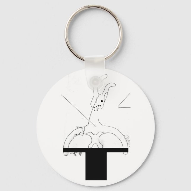 White Rabbit Out of a Top Hat Keychain (Front)