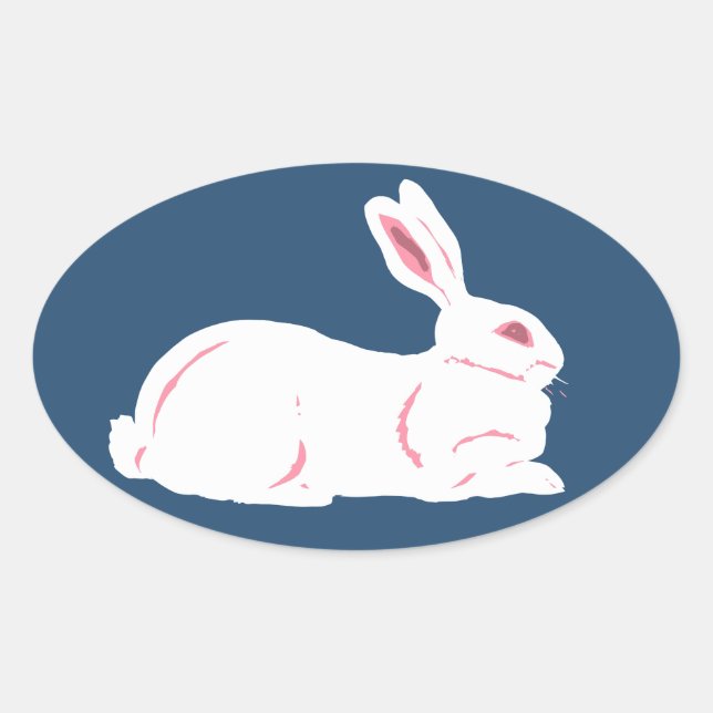 White Rabbit Oval Sticker (Front)