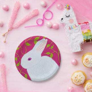 white rabbit paper plate