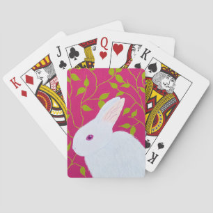 white rabbit playing cards