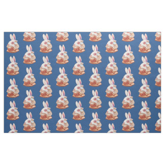 white Rabbit Pop Surrealism Illustration fabric