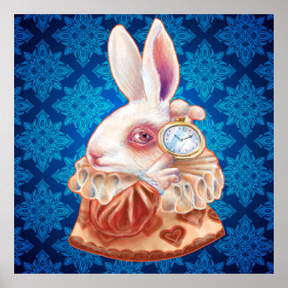 White Rabbit Pop Surrealism Illustration Poster