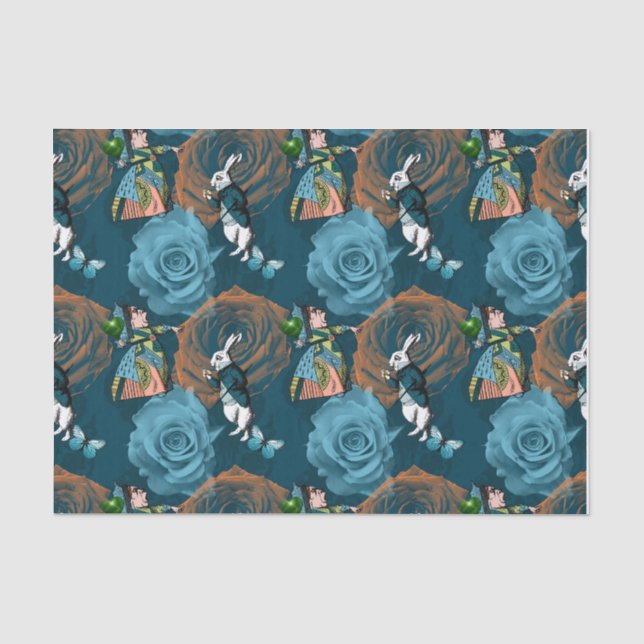 White Rabbit Queen of Hearts Roses Tissue Paper (Front)