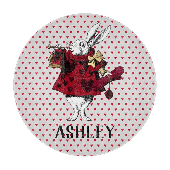 White Rabbit Queens Garb Personalised  Cutting Board (Front)