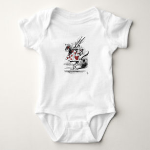 White Rabbit Red Hearts Alice in Wonderland Cute Baby Bodysuit