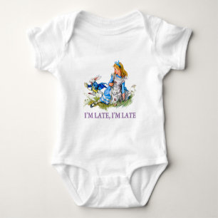White Rabbit Rushes by Alice, "i'm Late, I'm Late" Baby Bodysuit