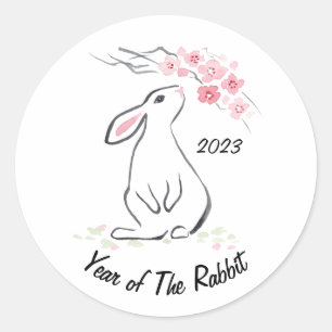 White Rabbit Sakura 2023 Classic Round Sticker