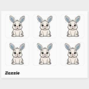 White Rabbit Square Sticker