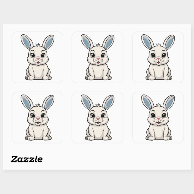 White Rabbit Square Sticker (Sheet)