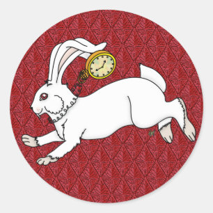 White Rabbit Stickers Red BG