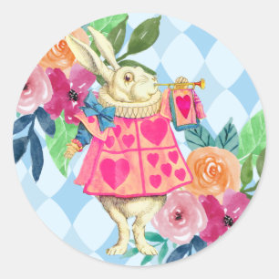 White Rabbit Story Tale Unmerry Birthday Party Classic Round Sticker