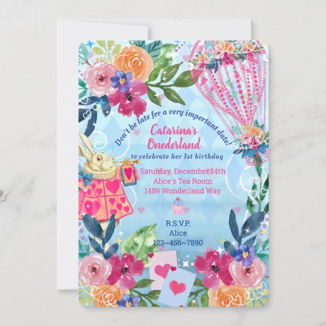 White Rabbit Story Tale Unmerry Birthday Party Invitation (Front)