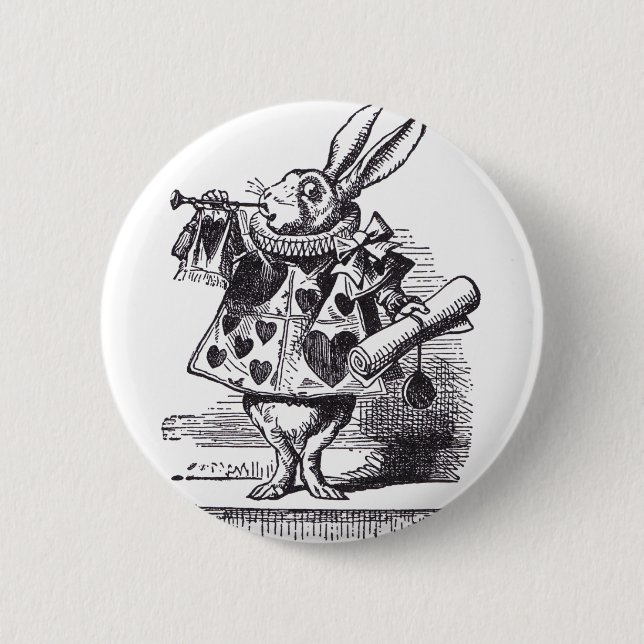 White Rabbit Trumpet 6 Cm Round Badge (Front)