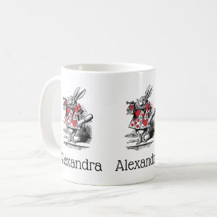 White Rabbit Trumpeter Alice Adv in Wonderland Coffee Mug