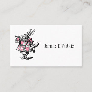 White Rabbit Trumpeter Alice Adv Wonderland Pink Business Card