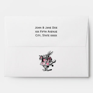 White Rabbit Trumpeter Alice Adv Wonderland Pink Envelope