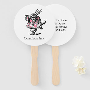 White Rabbit Trumpeter Alice Adv Wonderland Pink Hand Fan
