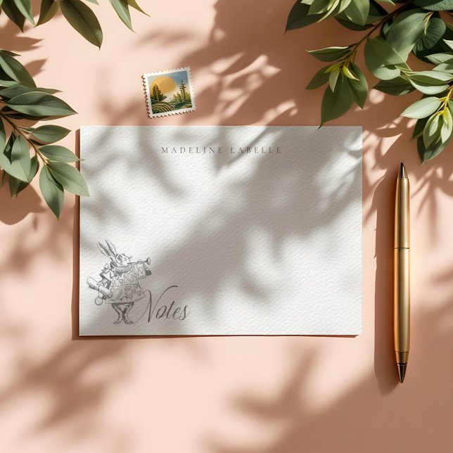 White Rabbit Vintage Alice in Wonderland Name Card (White Rabbit Vintage Alice in Wonderland Name Note Card)