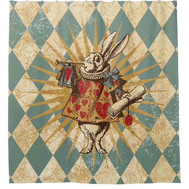 White Rabbit Vintage Shower Curtain (Front)