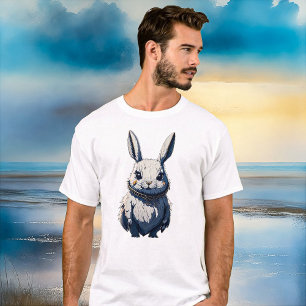 White rabbit with big eyes standing on two feet  T-Shirt