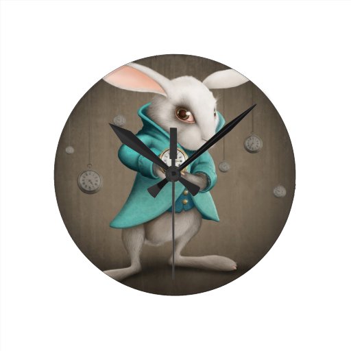 white rabbit with clock | Zazzle