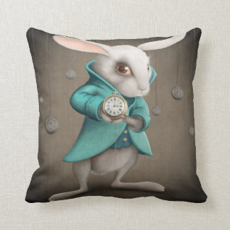 white rabbit with clock cushion
