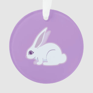 White Rabbit With Long Ears Art Ornament