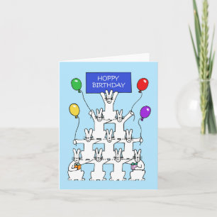 White Rabbits Happy Birthday Card