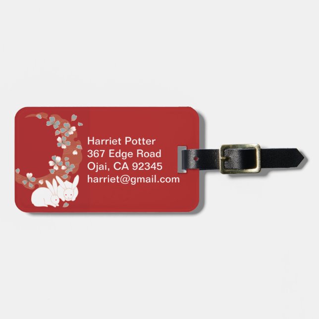 White Rabbits Japanese Fine Art Luggage Tag (Front Horizontal)