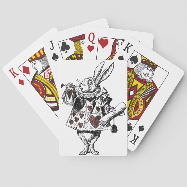 White Rabbits of Hearts - Alice in Wonderland Playing Cards (Back)