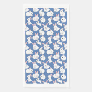 White rabbits pattern 01.bw LBlue BG Napkin