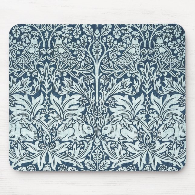 White Rabbits - William Morris Mouse Mat (Front)
