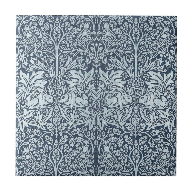 White Rabbits - William Morris Tile (Front)